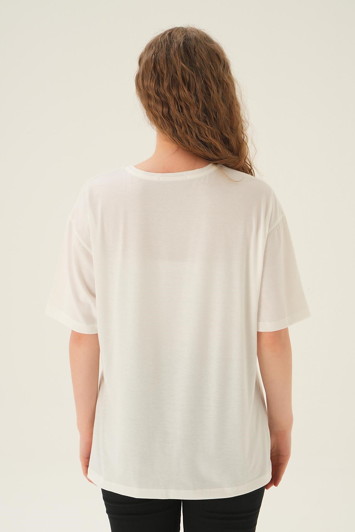 Ekru Loewe Baskı Tişört 21552