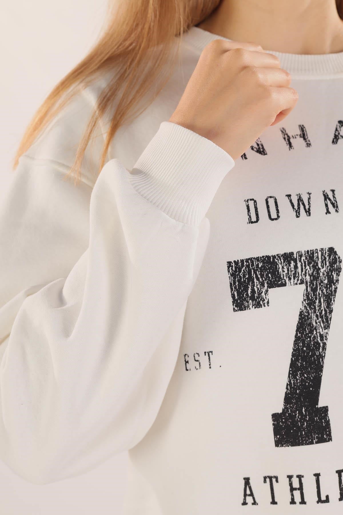 Ekru Manhattan Baskılı Sweat 3110