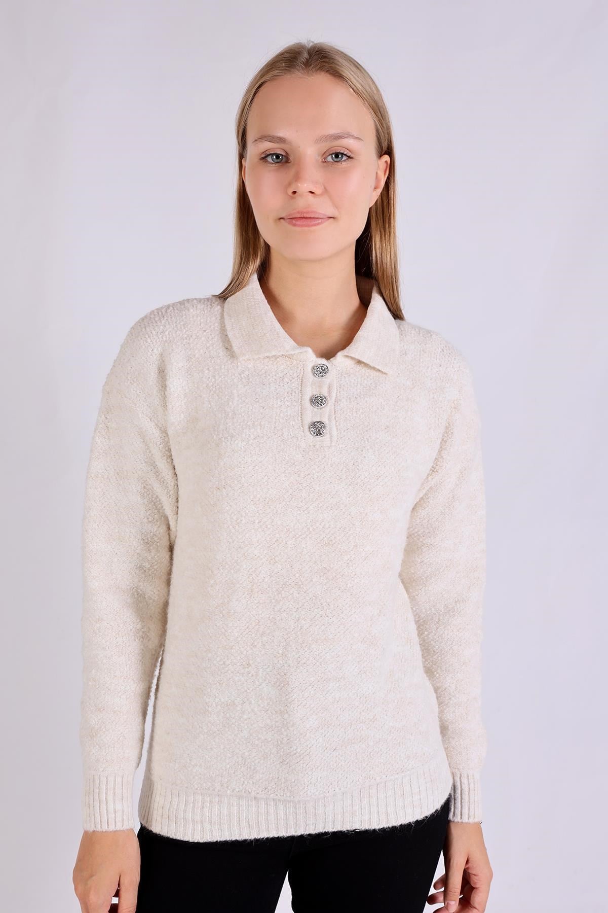 Ekru Polo Yaka Kazak 601