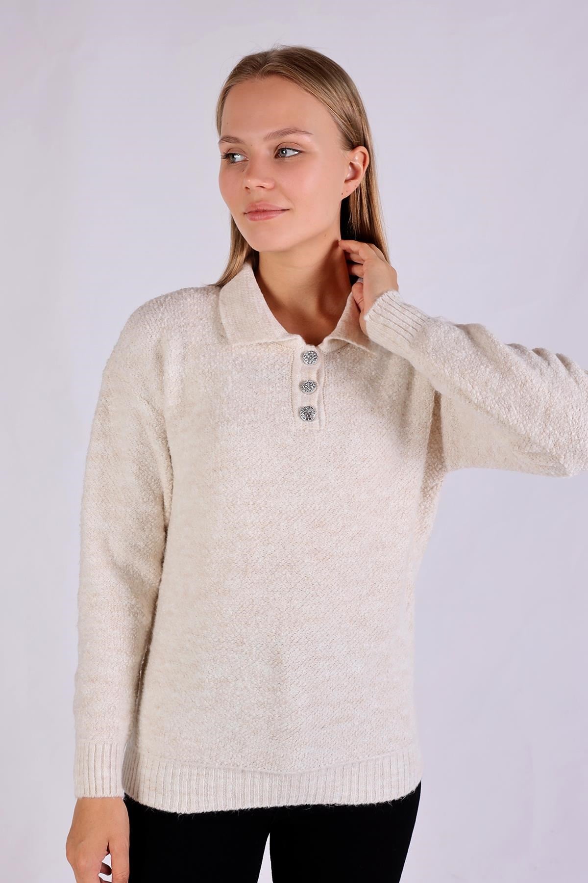 Ekru Polo Yaka Kazak 601
