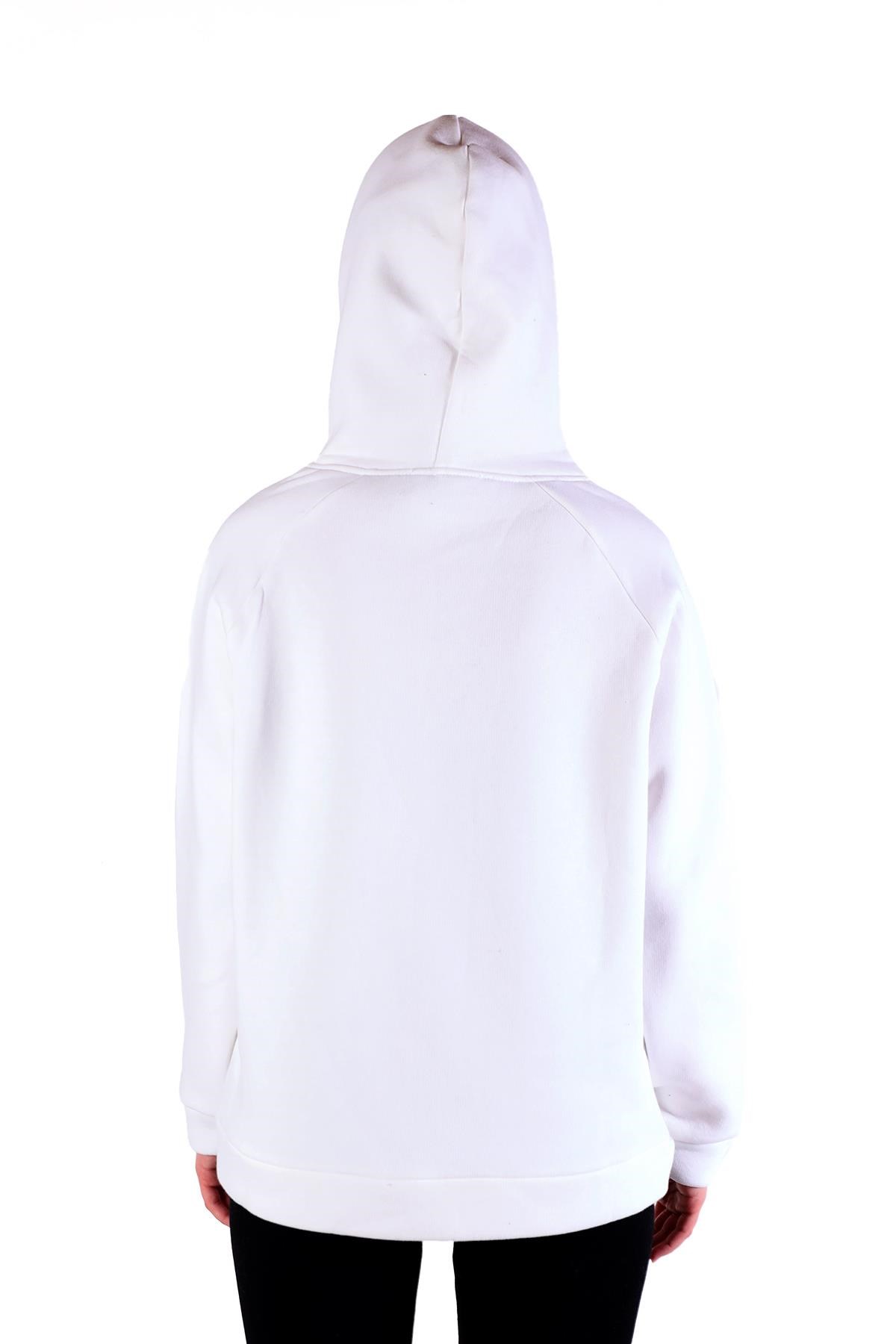 Ekru Yarım Fermuar Detay Cepli Sweat 9140M