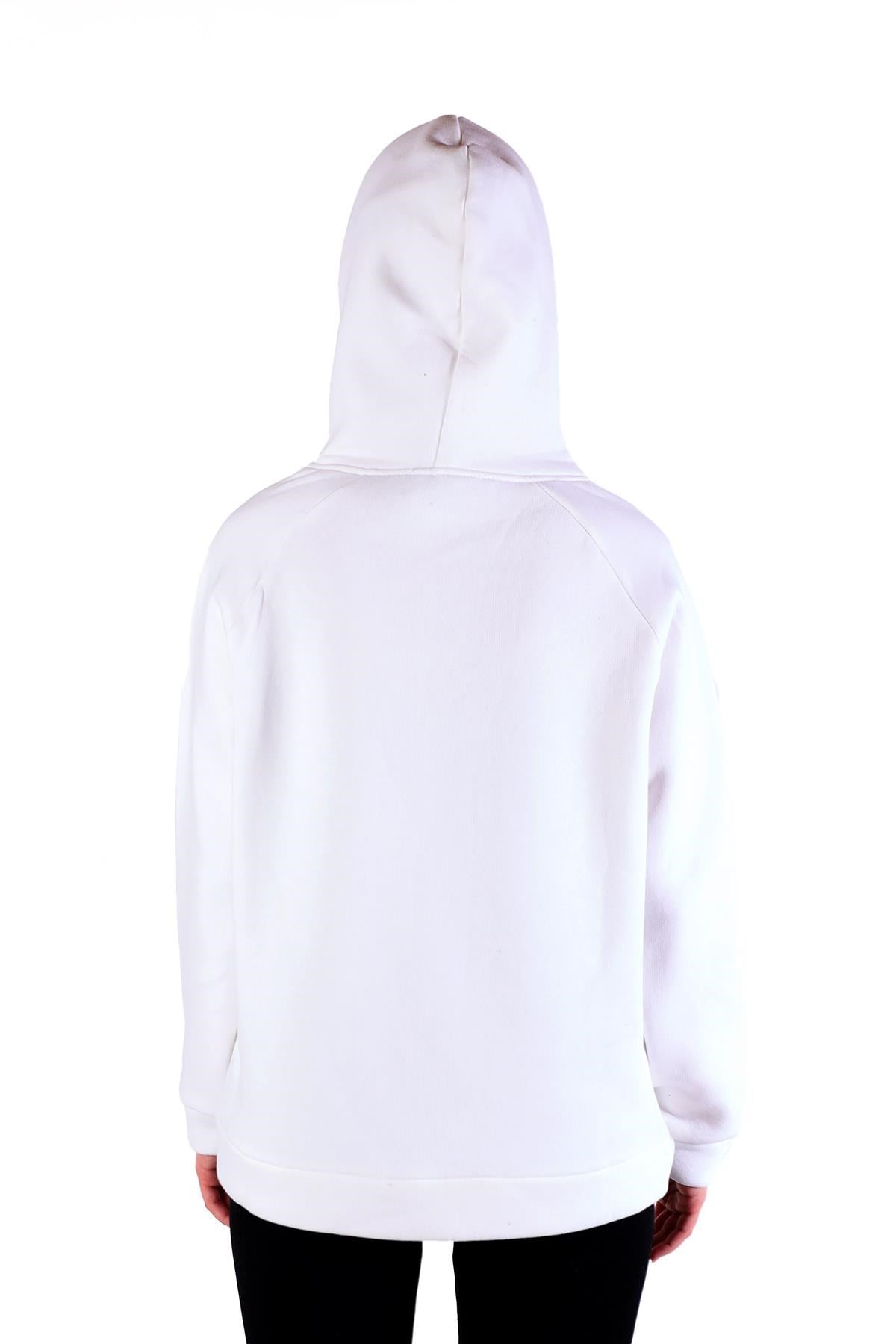 Ekru Yarım Fermuar Detay Cepli Sweat 9140M