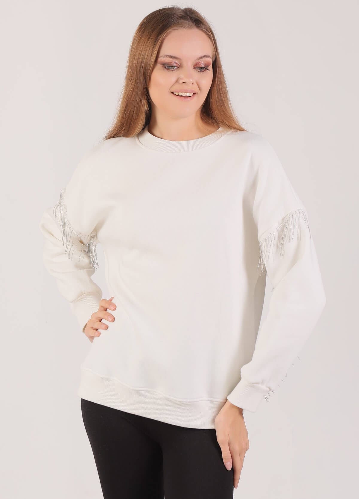 Ekru Zincir Detay Sweat 9017M