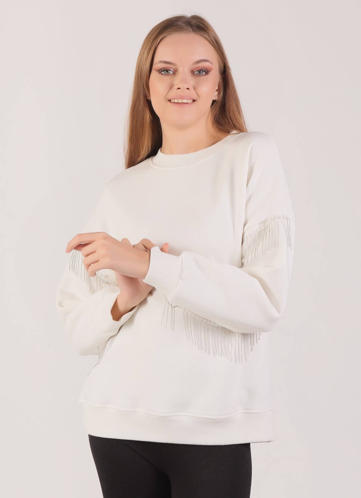 Ekru Zincir Detay Sweat 9017M
