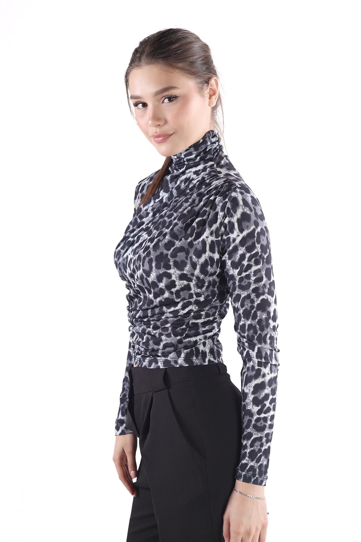 Füme Desenli Bluz 358-1