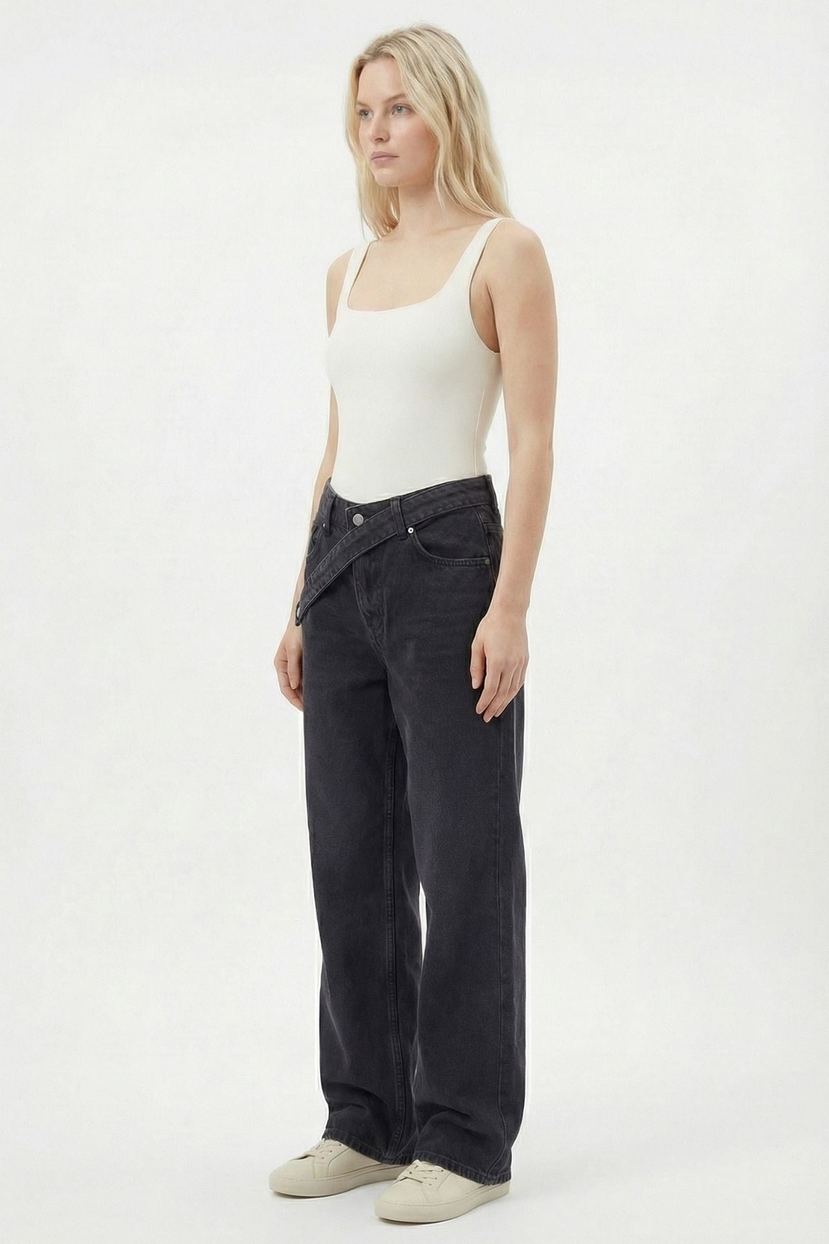 Füme Geniş Paça Bel Detay Jean 568