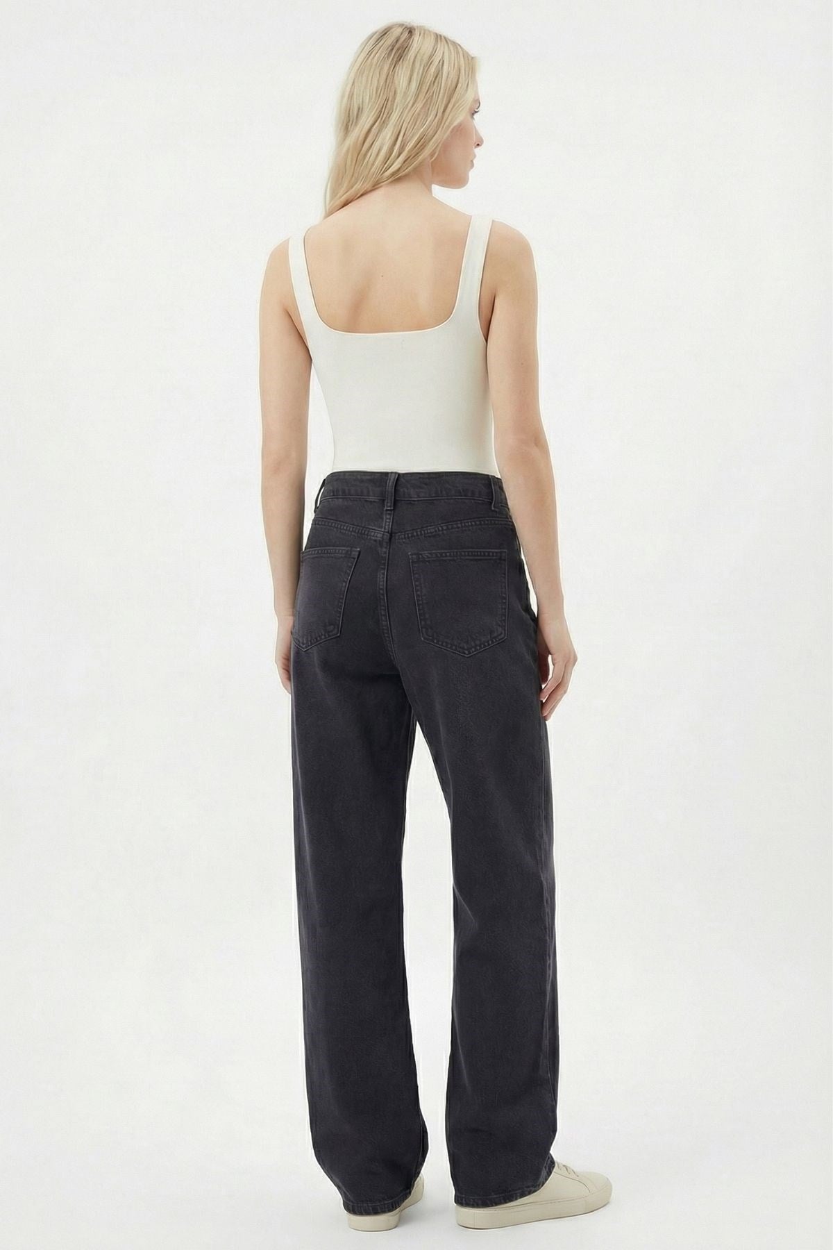Füme Geniş Paça Bel Detay Jean 568