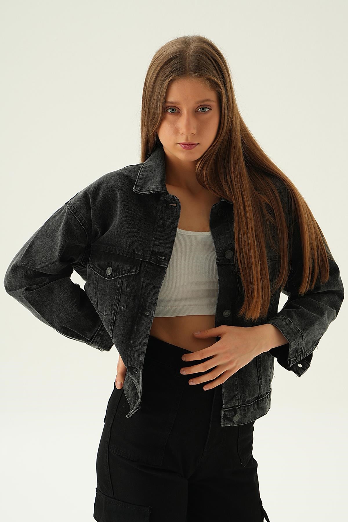 Füme Oversize Kot Ceket 7084