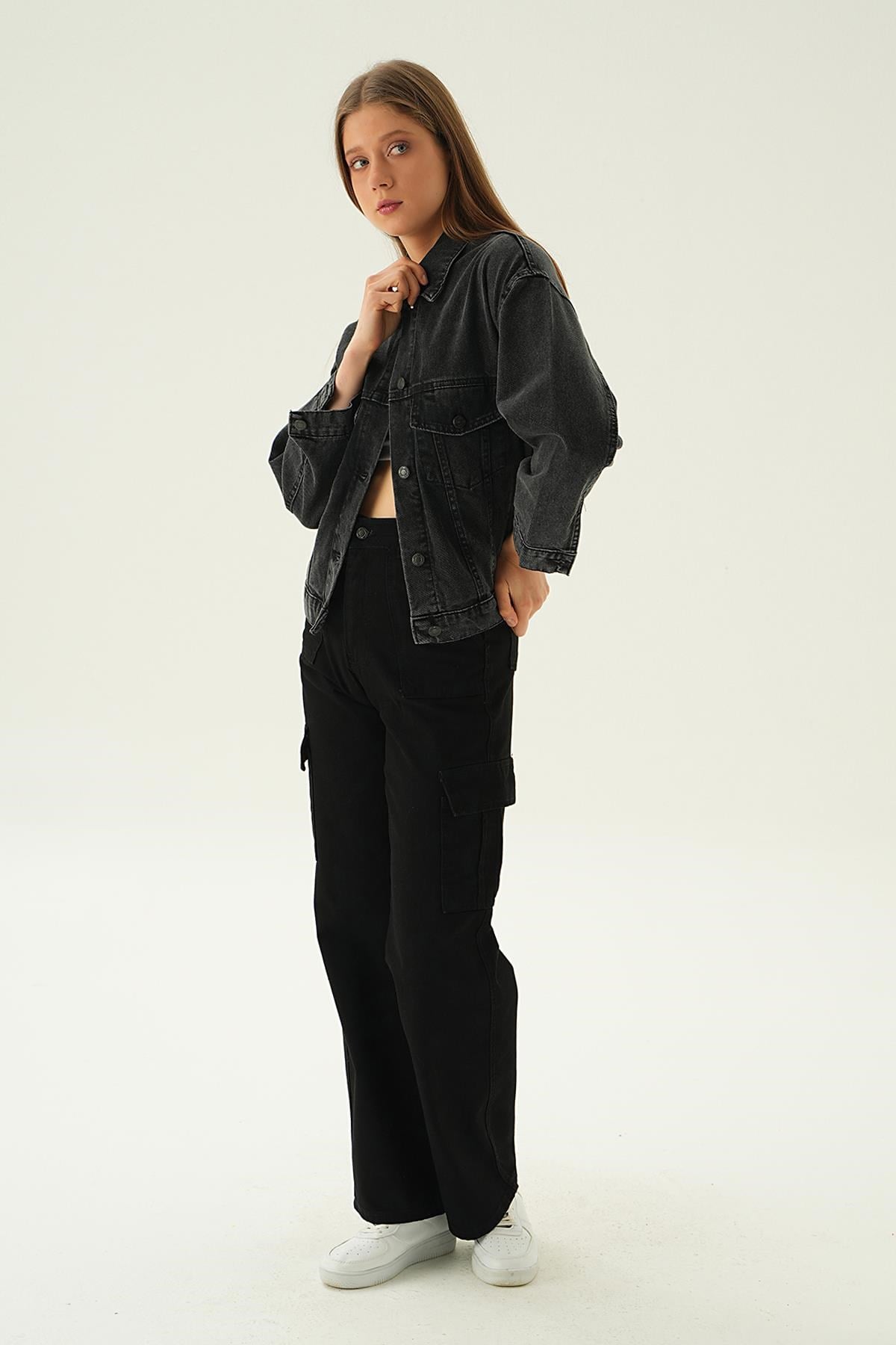 Füme Oversize Kot Ceket 7084