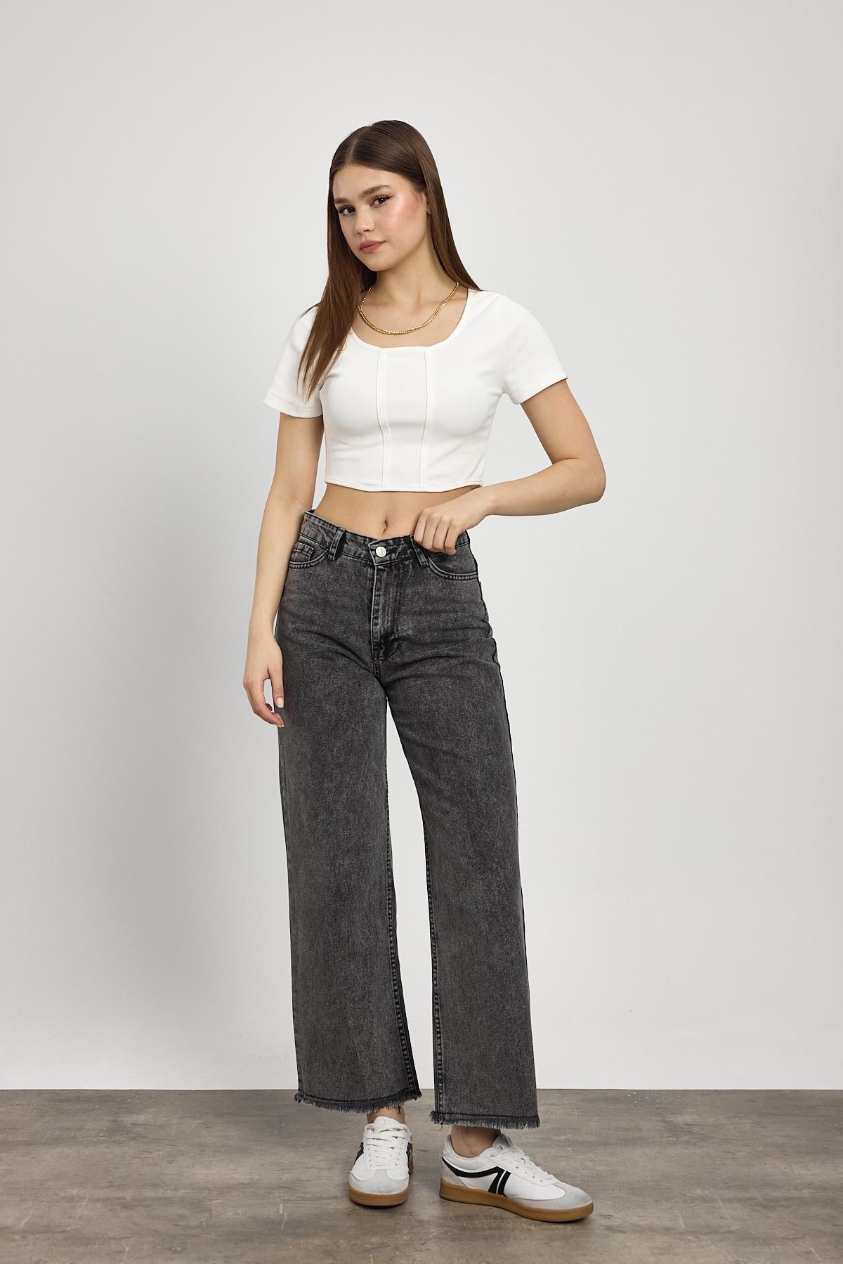 Füme Paça Püskül Detay Jean 11020