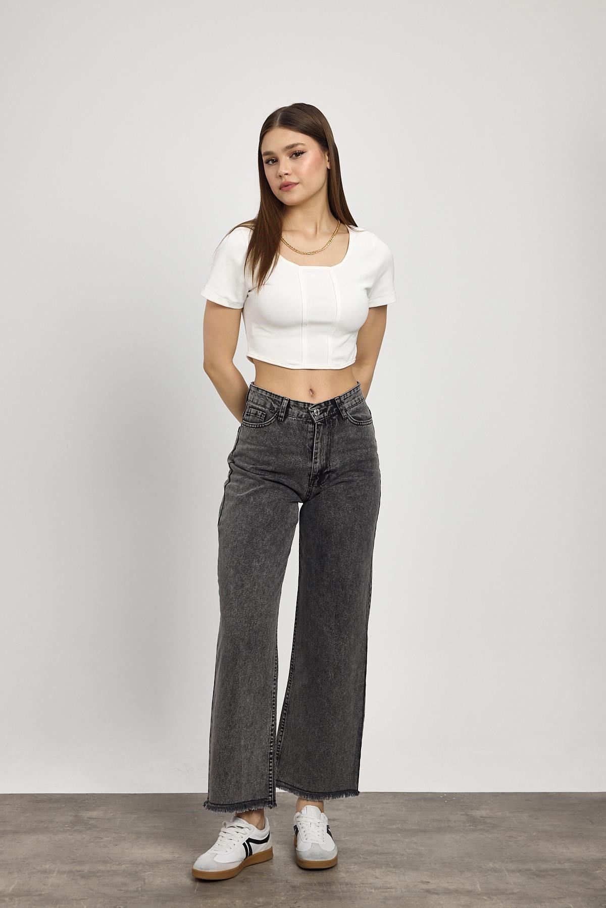Füme Paça Püskül Detay Jean 11020
