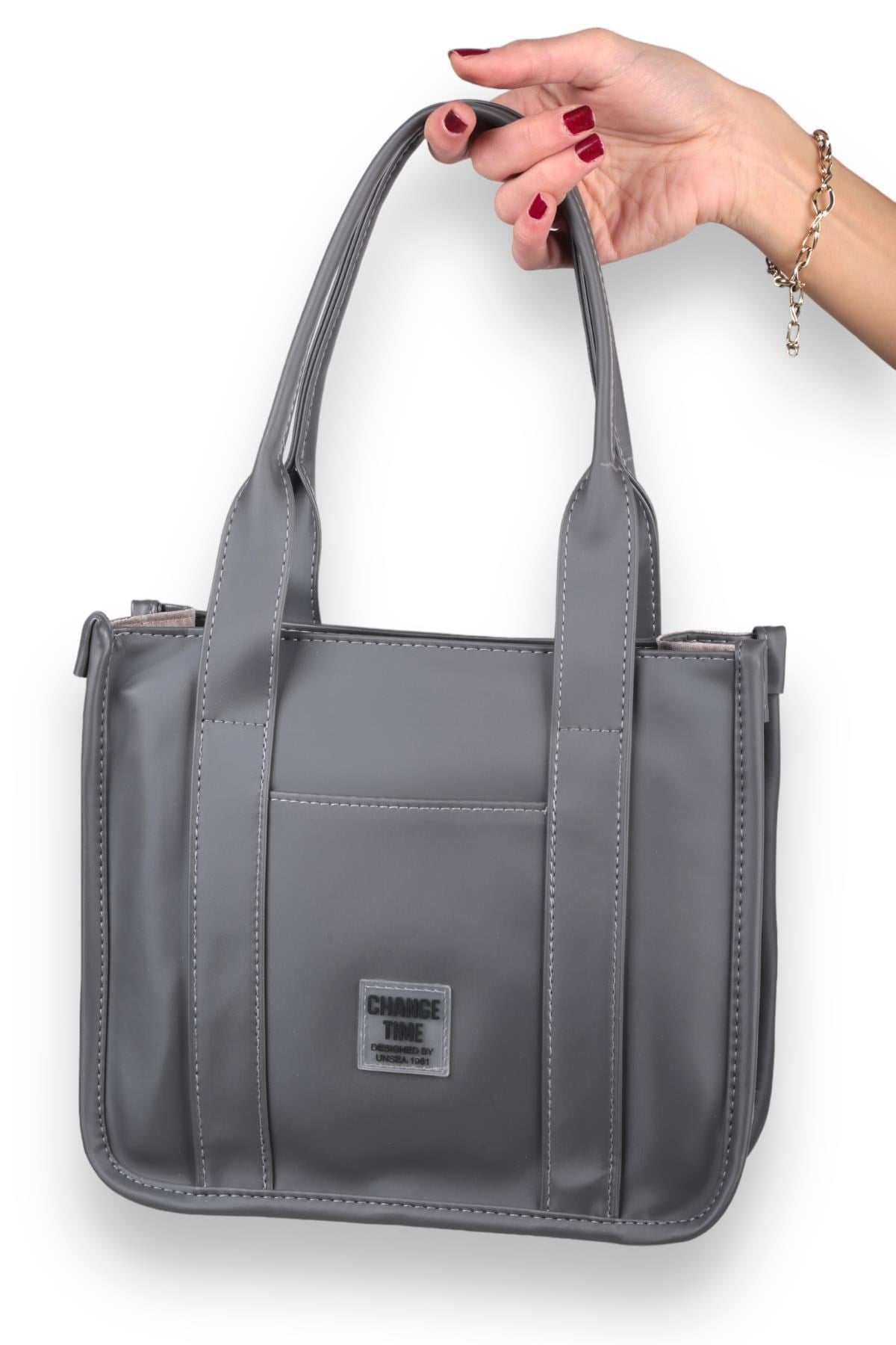 Füme Saten Tote Çanta 9253