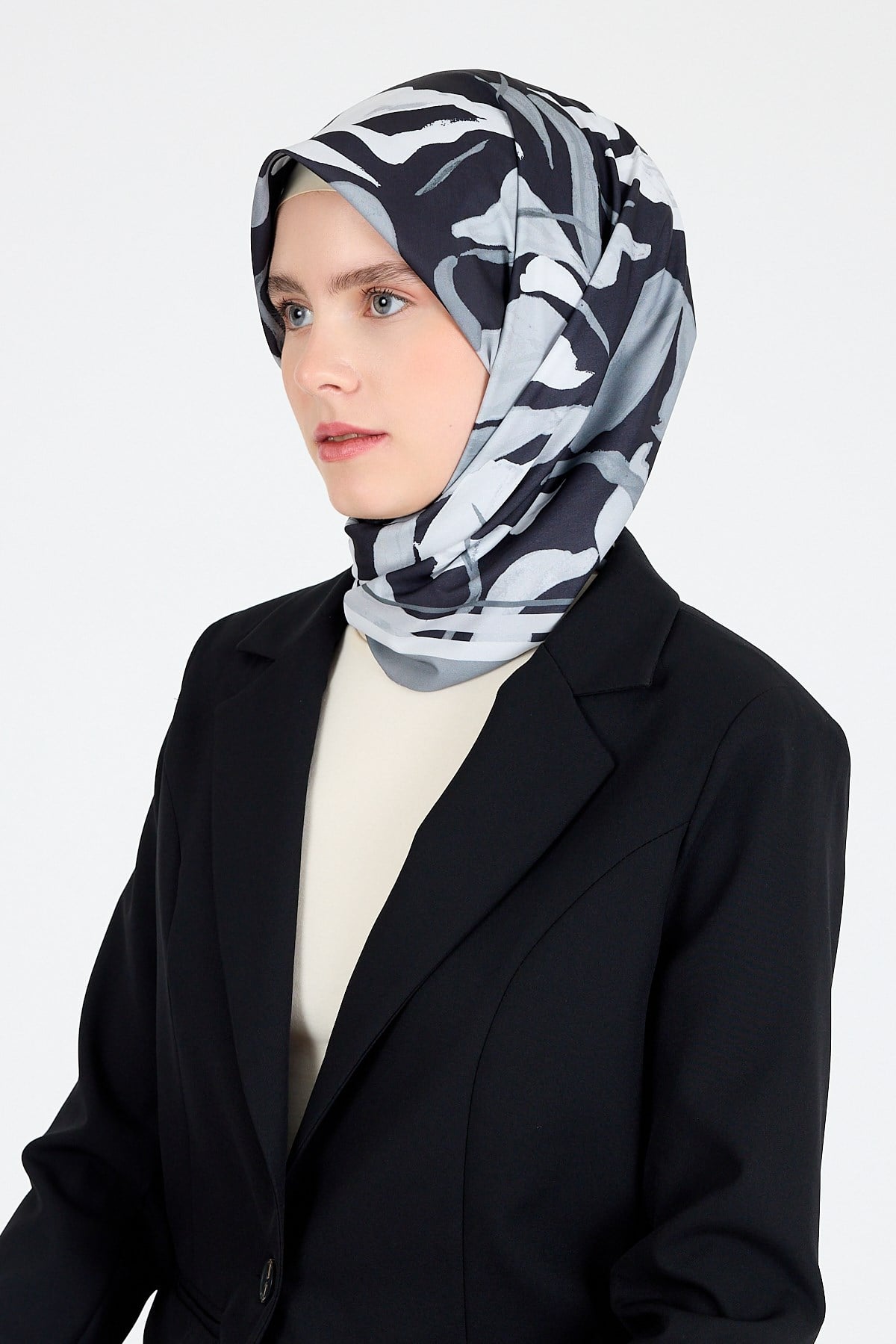 Füme Yaprak Desen Eşarp 3004