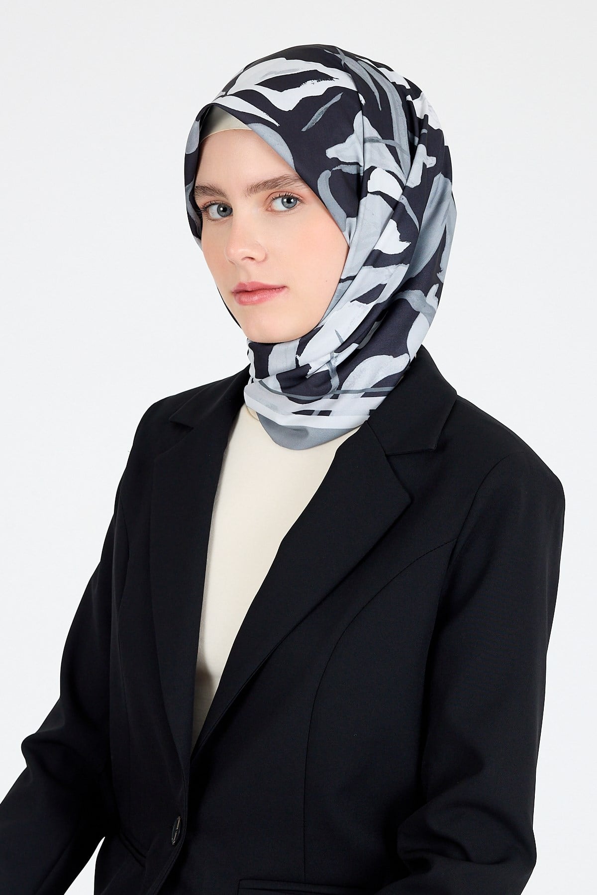 Füme Yaprak Desen Eşarp 3004