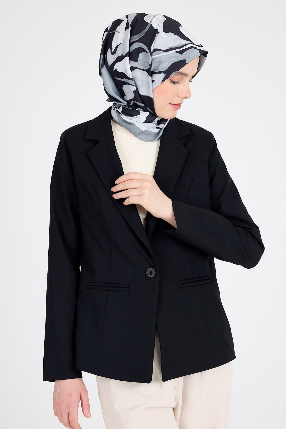 Füme Yaprak Desen Eşarp 3004