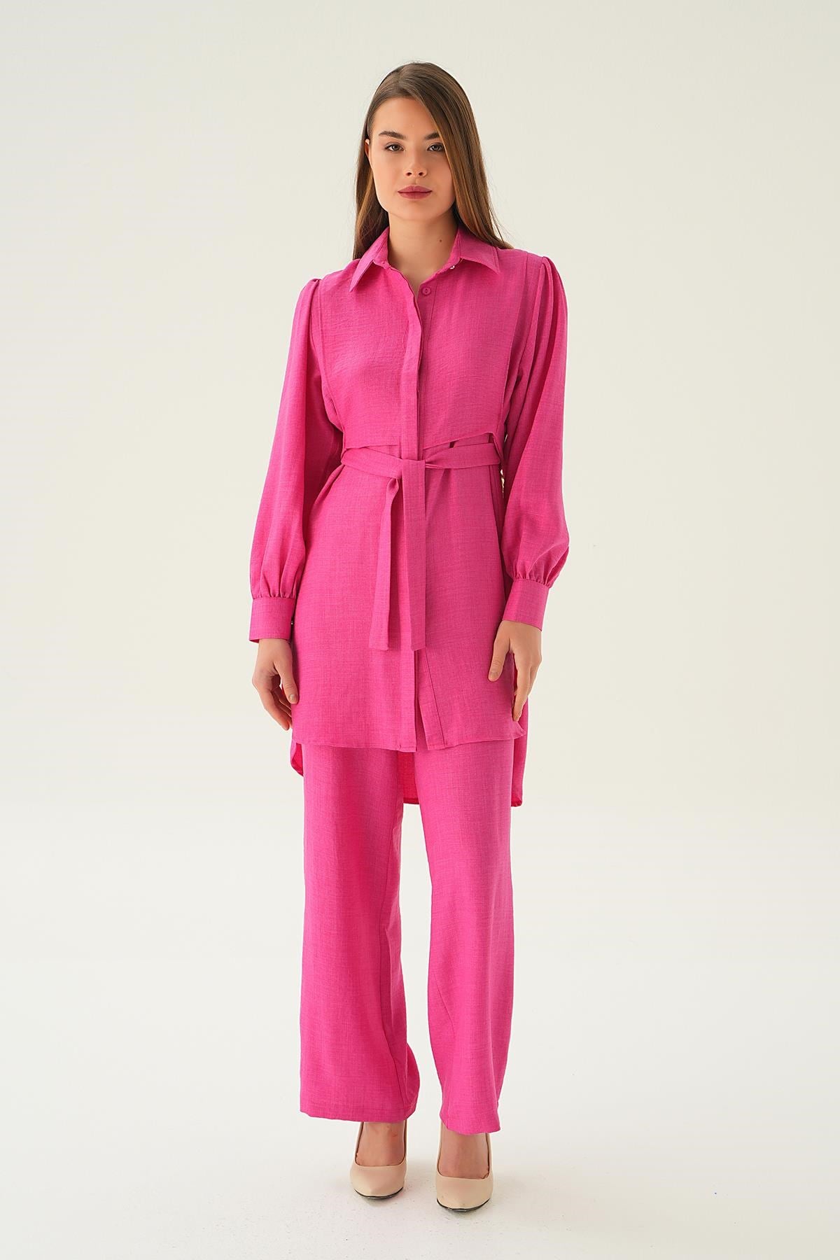 Fuşya Bağlamalı Tunik Pantolon Takım 6835A
