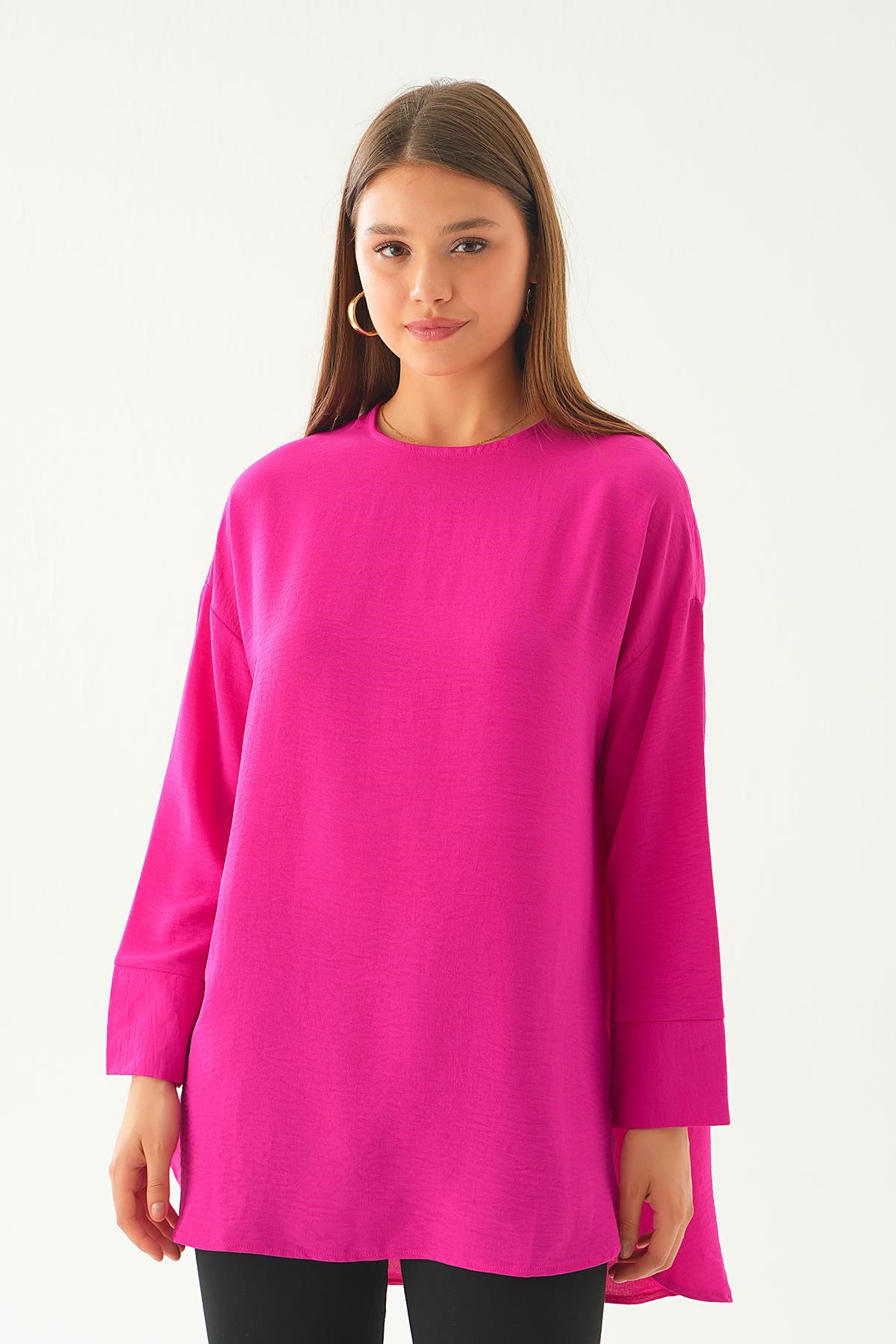 Fuşya Bisiklet Yaka Tunik 6808A