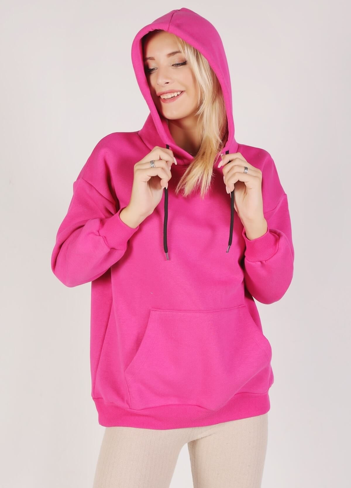 Fuşya Oversize Bağcıklı Sweat 8135M