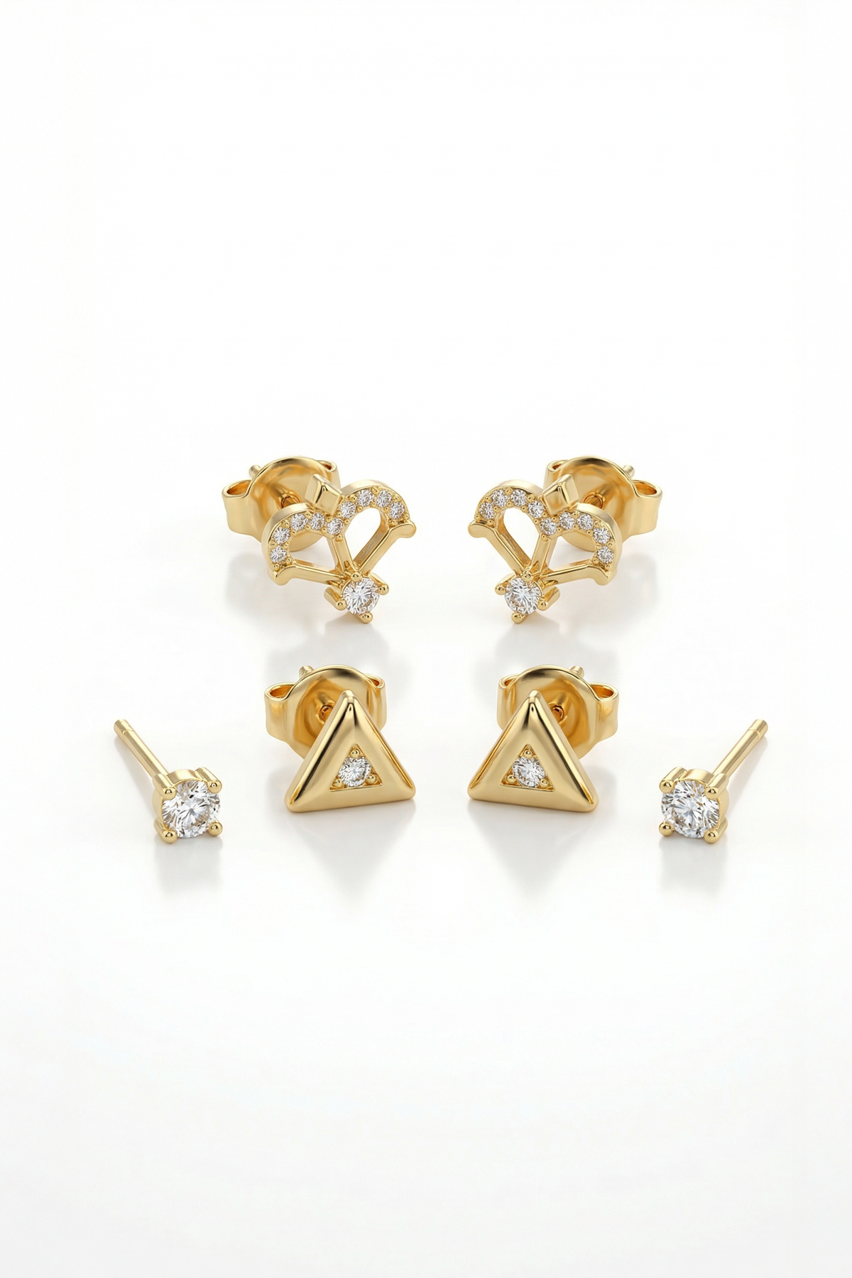 Gold Üçgen Çoklu Küpe Seti 0145