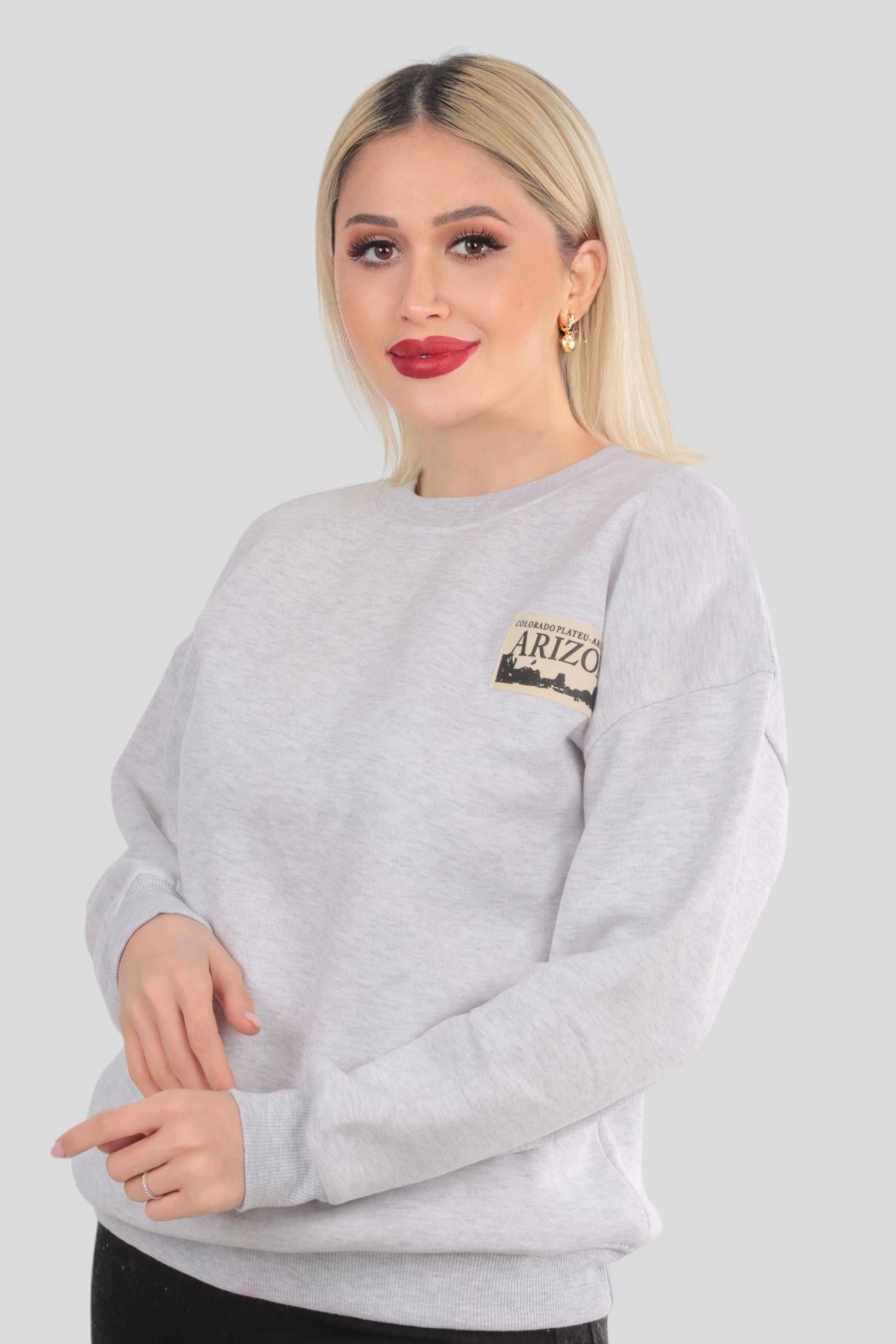 Gri Arızona Arma Detay Sweat 3592
