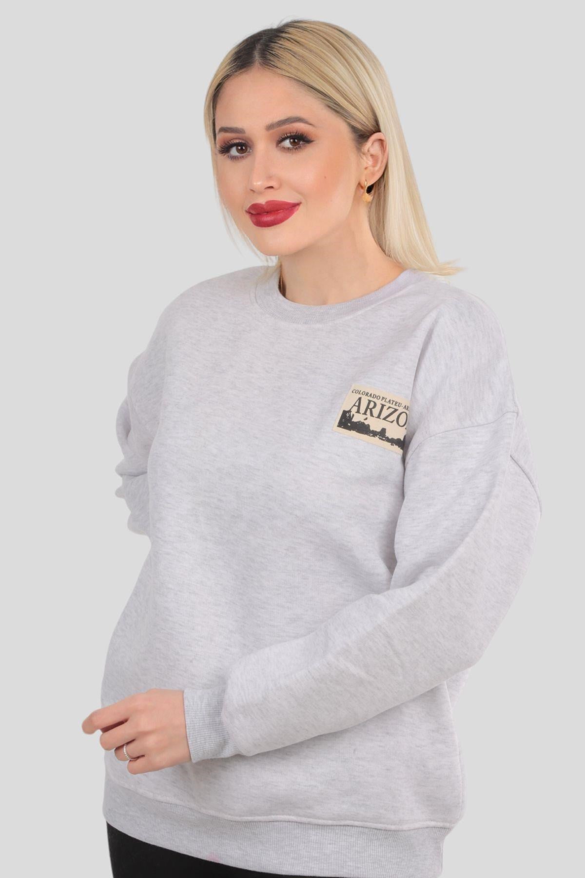 Gri Arızona Arma Detay Sweat 3592
