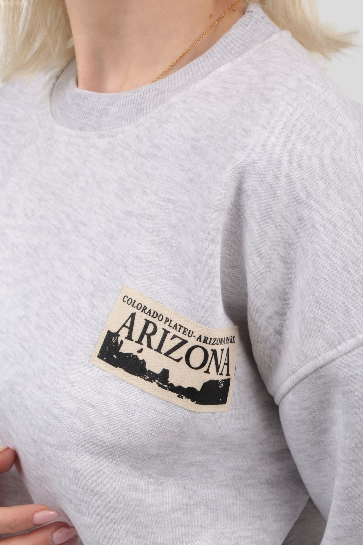 Gri Arızona Arma Detay Sweat 3592