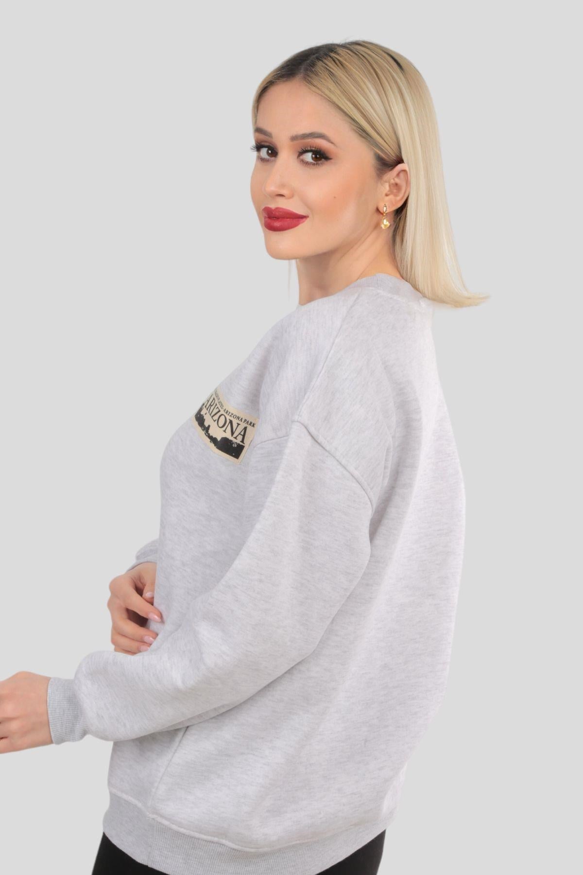 Gri Arızona Arma Detay Sweat 3592