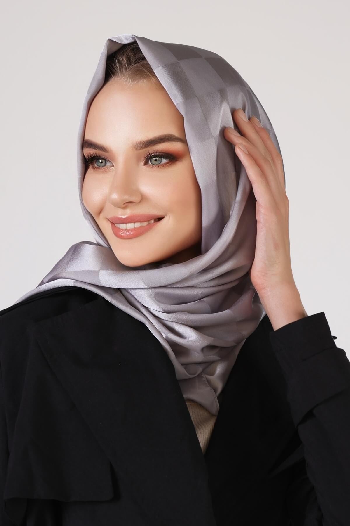 Gri Dama Desen Şal 5664