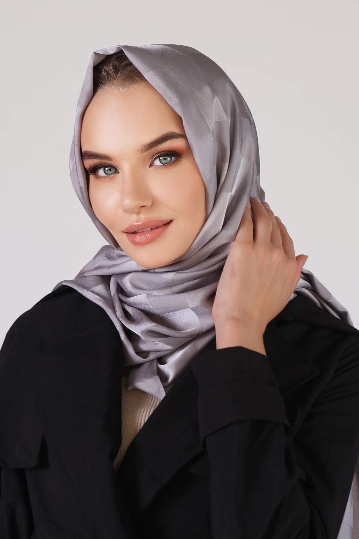 Gri Dama Desen Şal 5664