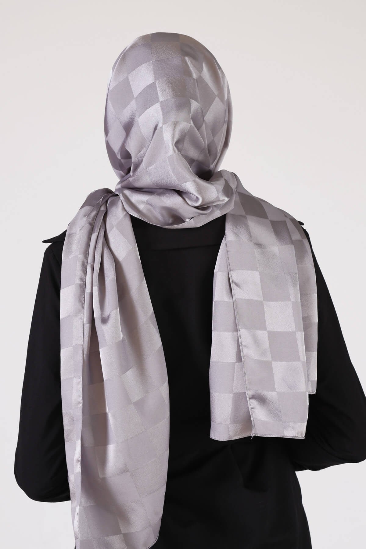 Gri Dama Desen Şal 5664
