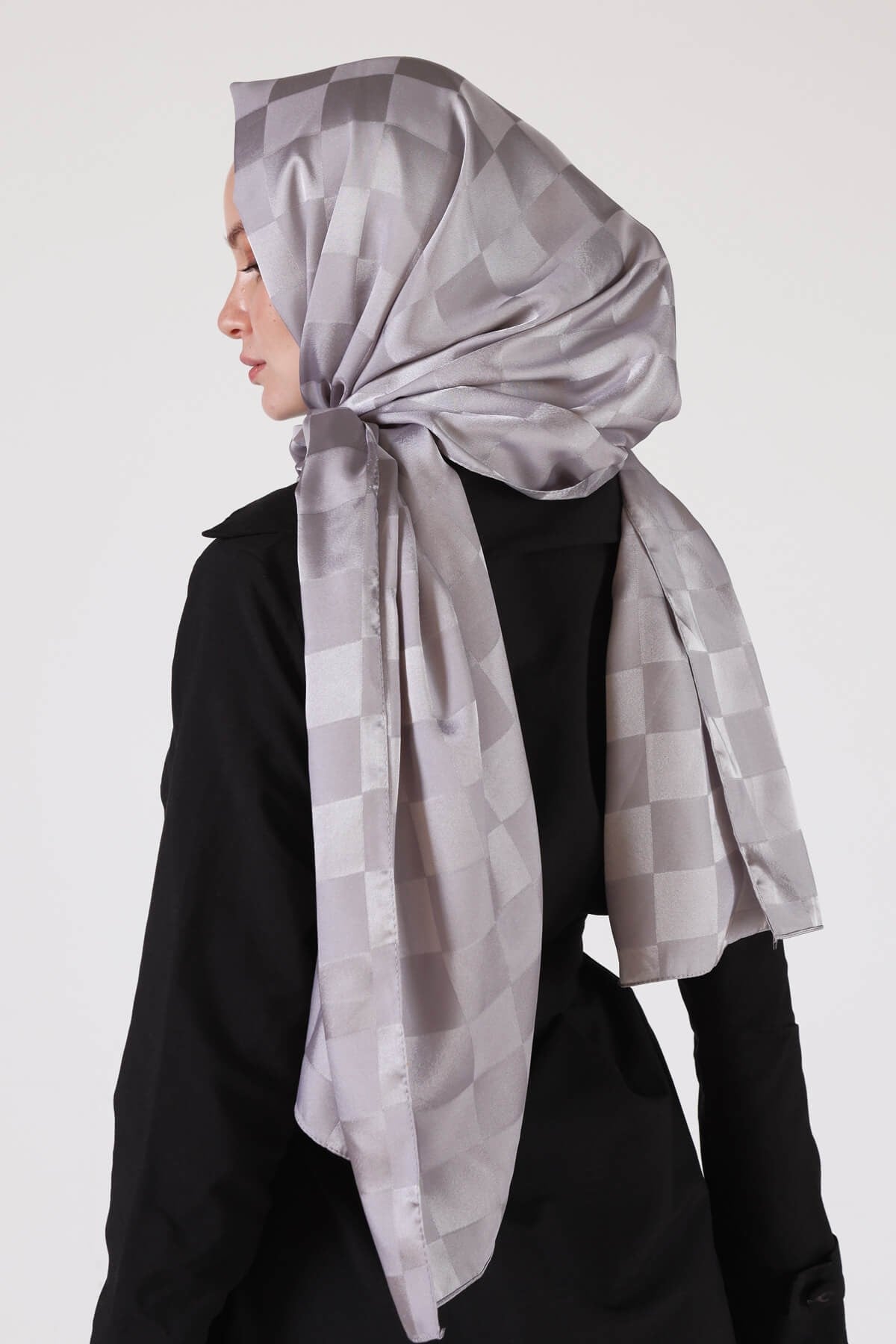 Gri Dama Desen Şal 5664
