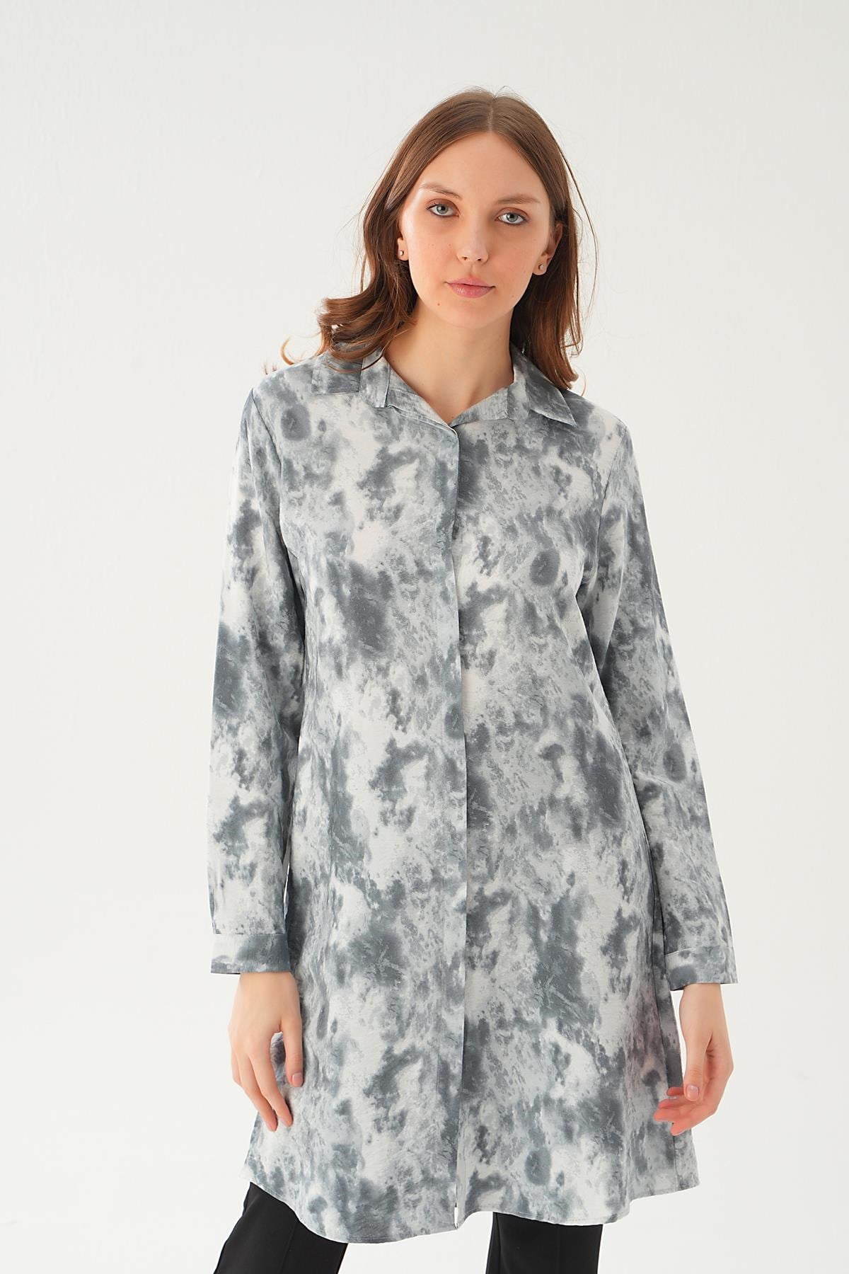Gri Desenli Tunik 4236A