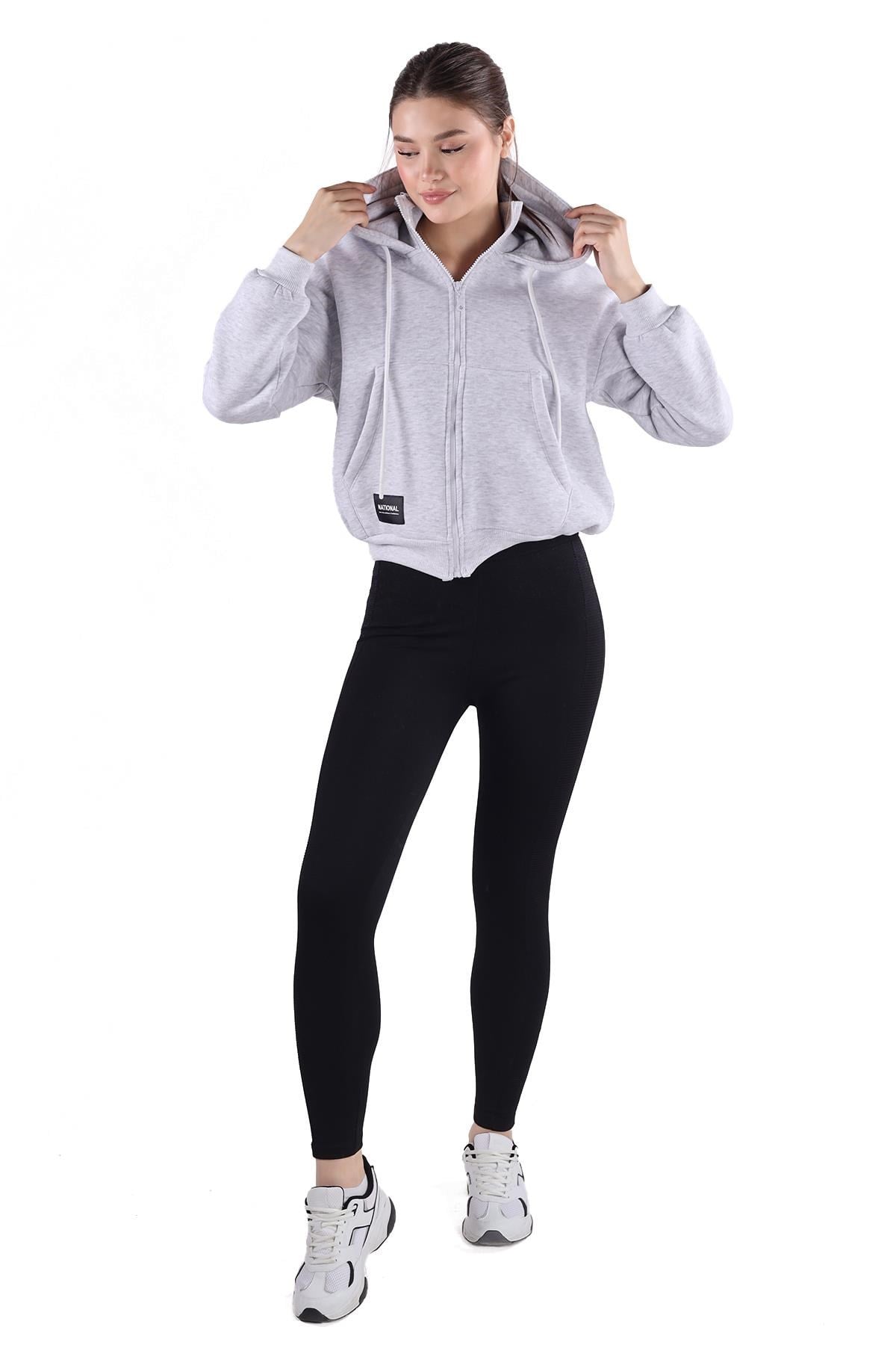 Gri Fermuar Detay Sweat 9171M