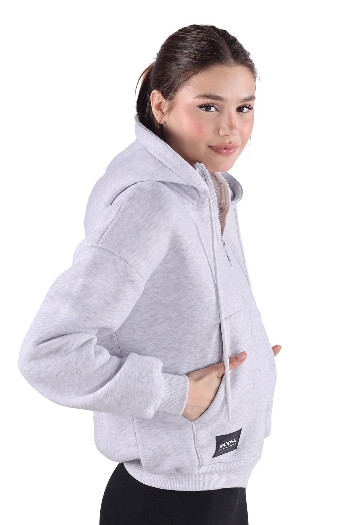 Gri Fermuar Detay Sweat 9171M
