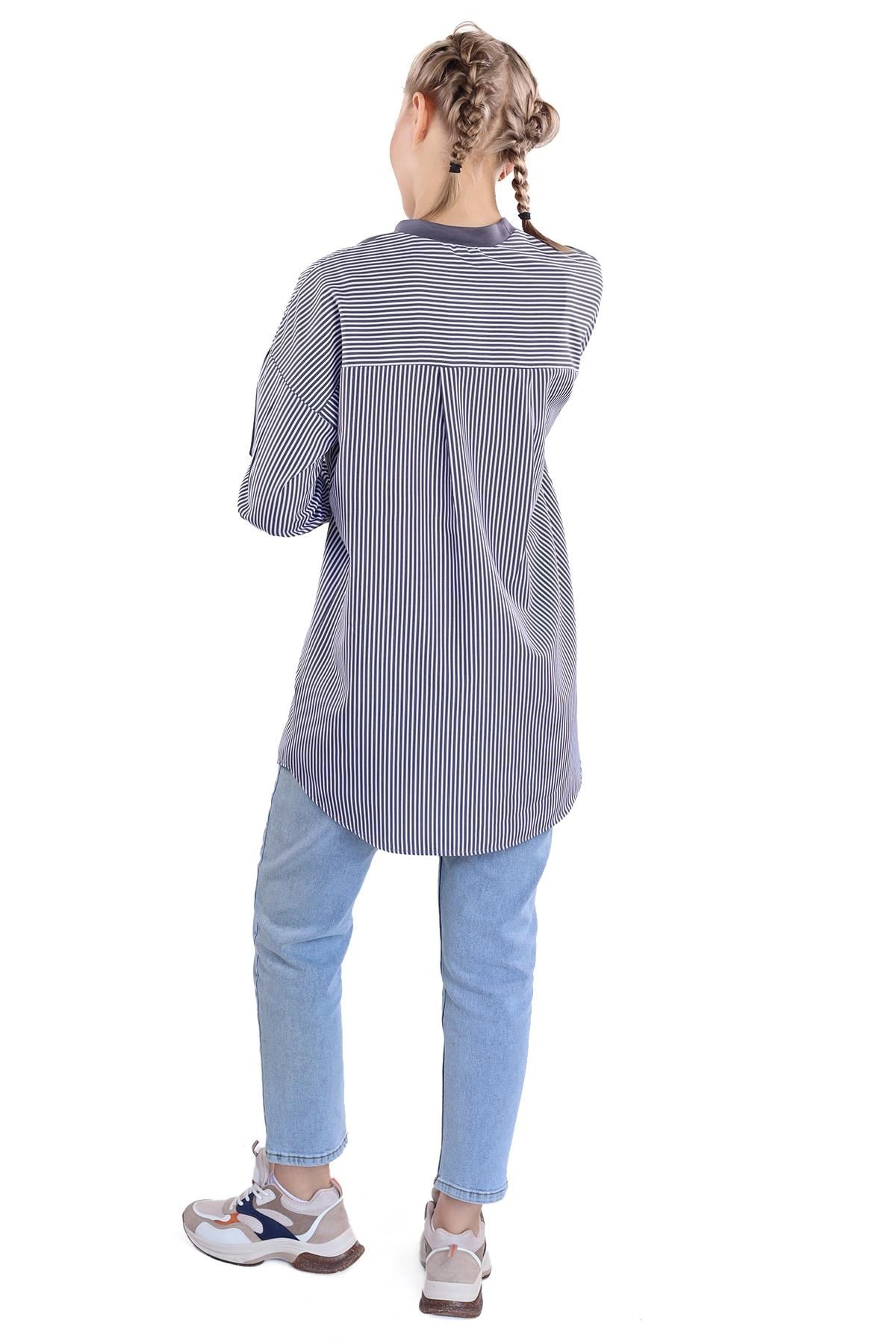 Gri İki Renk Tunik 18638