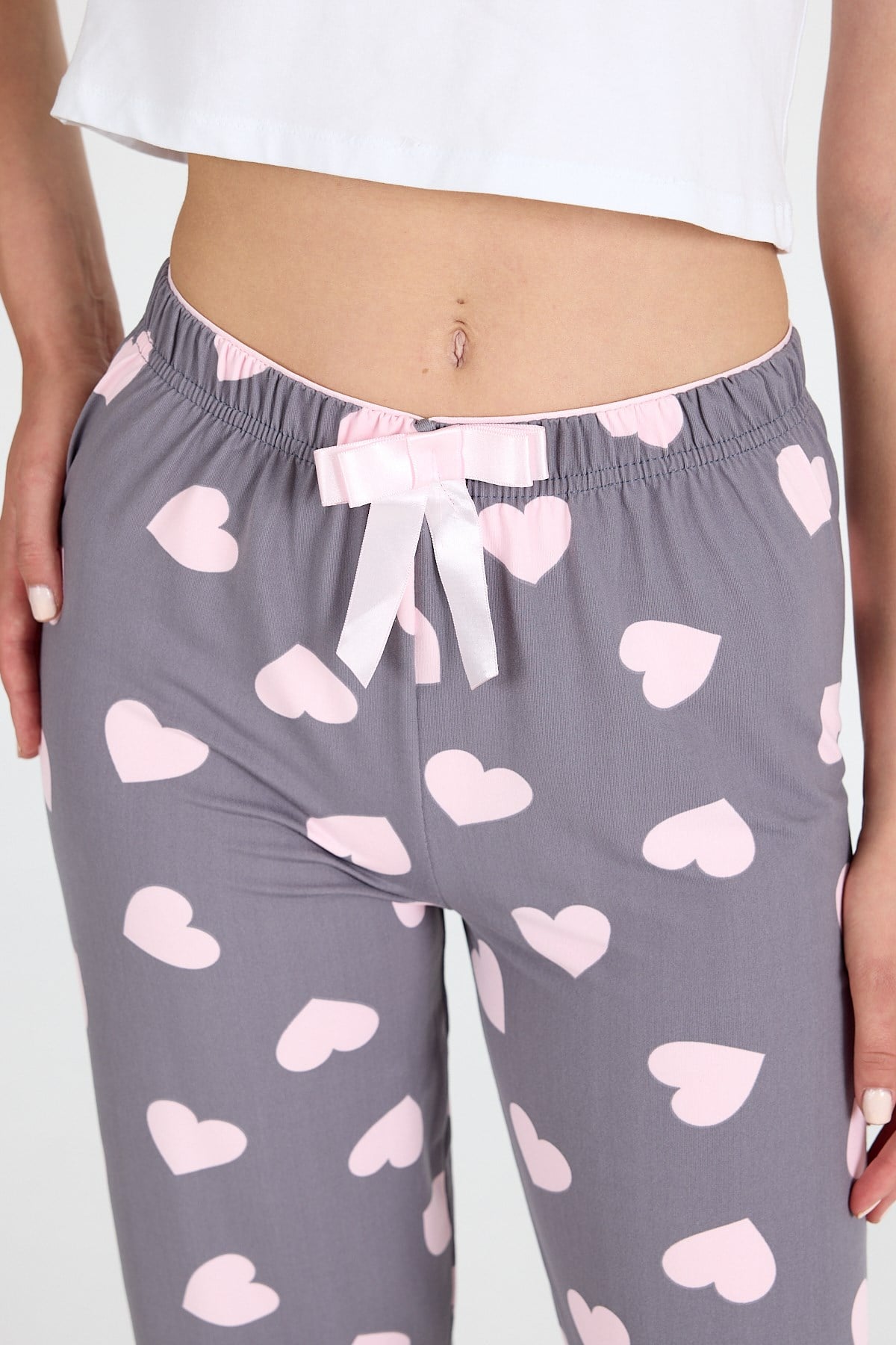 Gri Kalp Desenlim Pijama Altı 4522