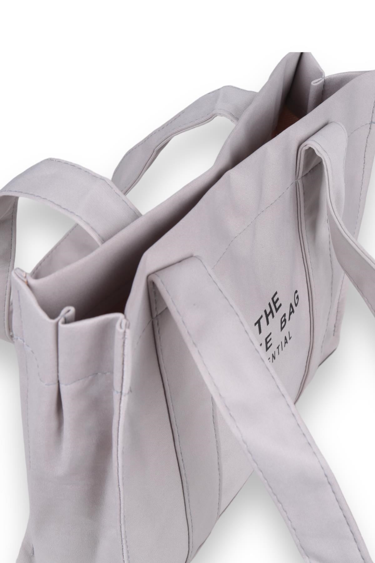 Gri Kumaş Tote Çanta 9219