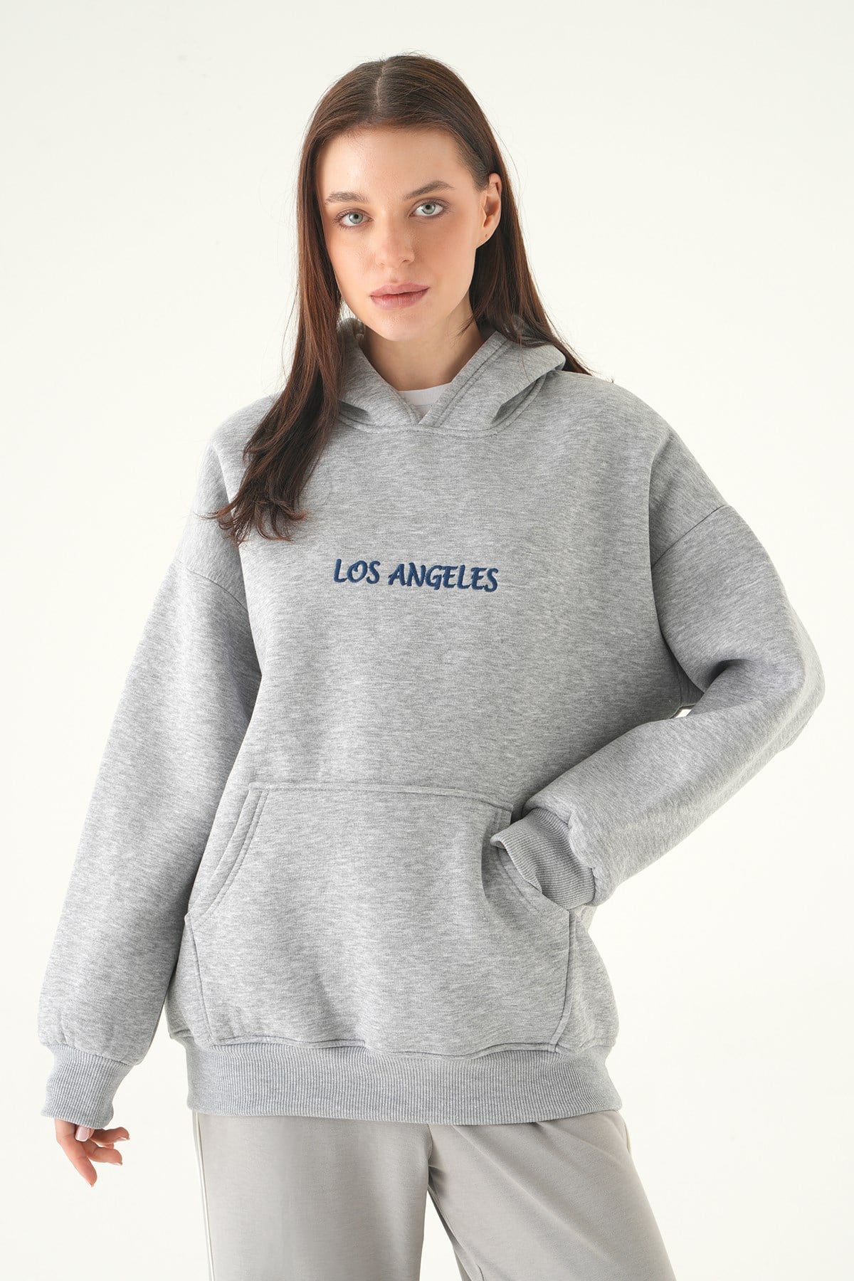 Gri Los Angeles Baskılı Sweat 1042