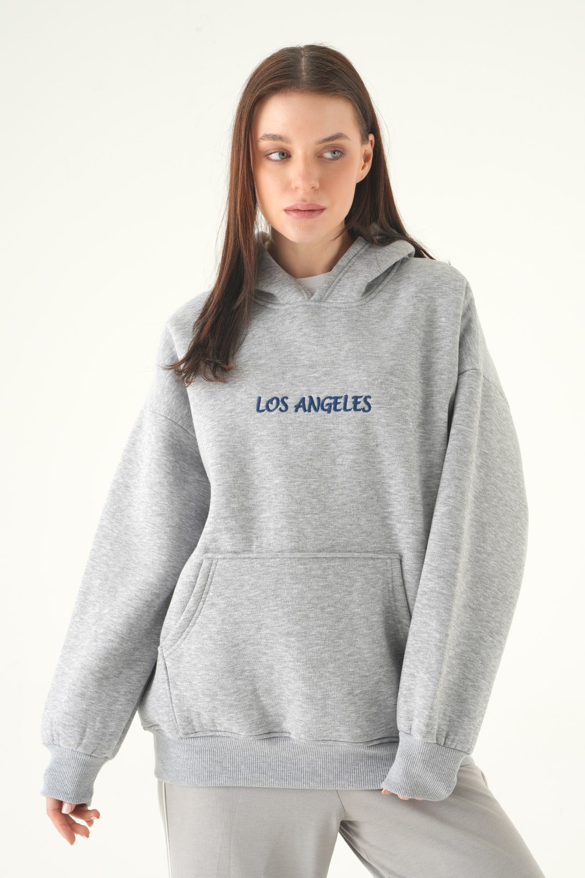 Gri Los Angeles Baskılı Sweat 1042