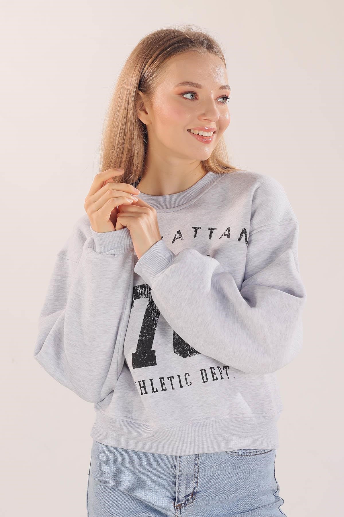 Gri Manhattan Baskılı Sweat 3110