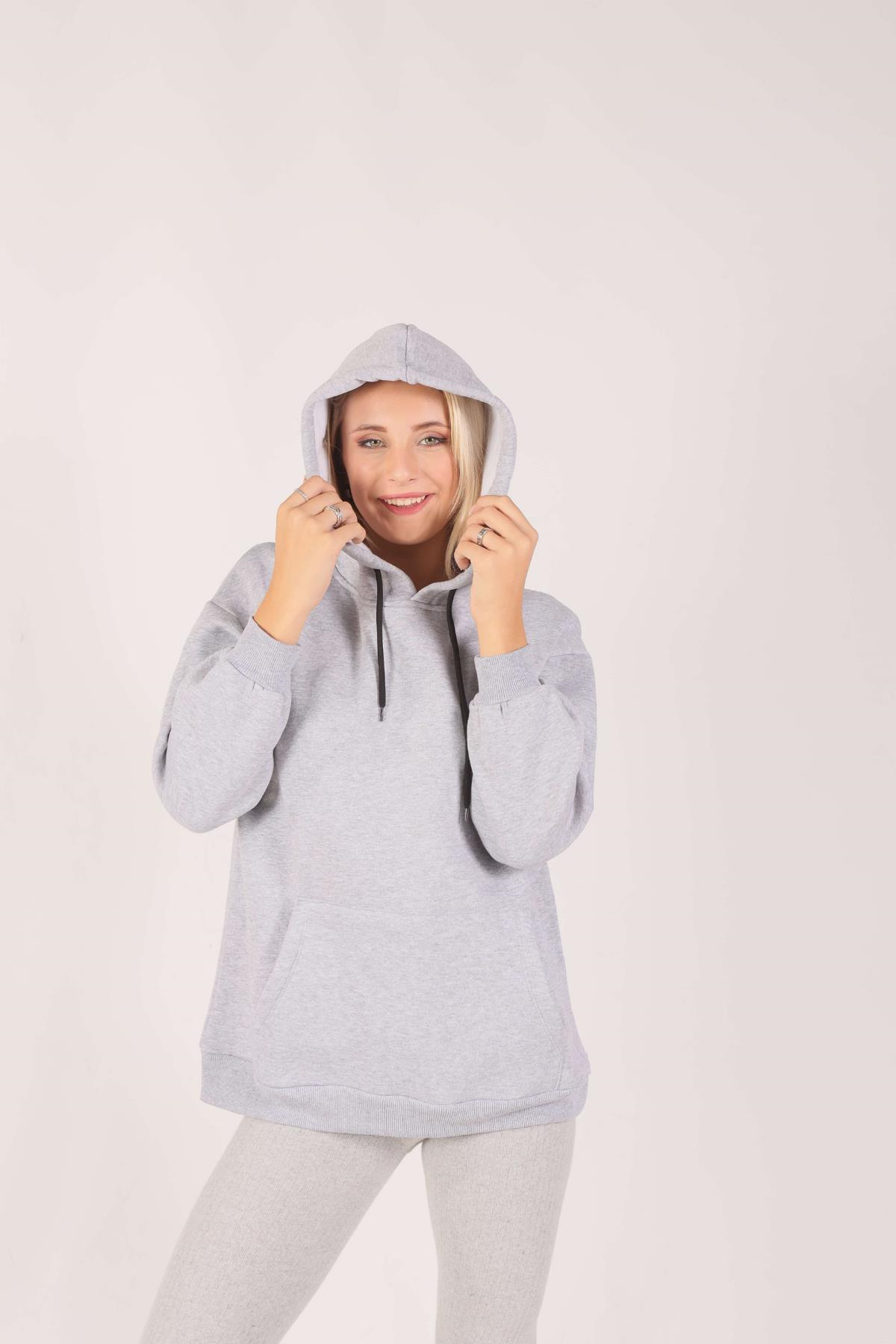 Gri Oversize Bağcıklı Sweat 8135M