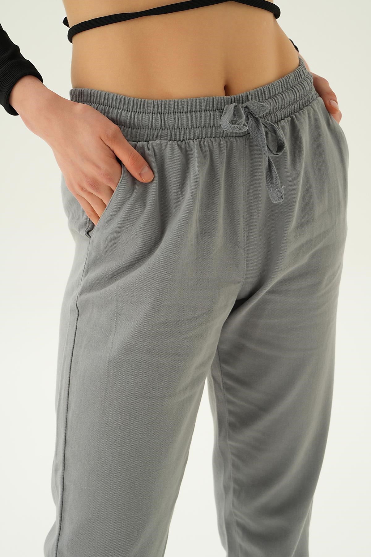 Gri Paça Püskül Pantolon 4228