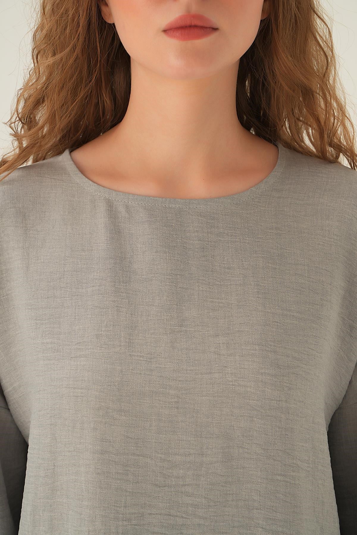 Gri Parçalı Tunik Pantolon Takım 4090A