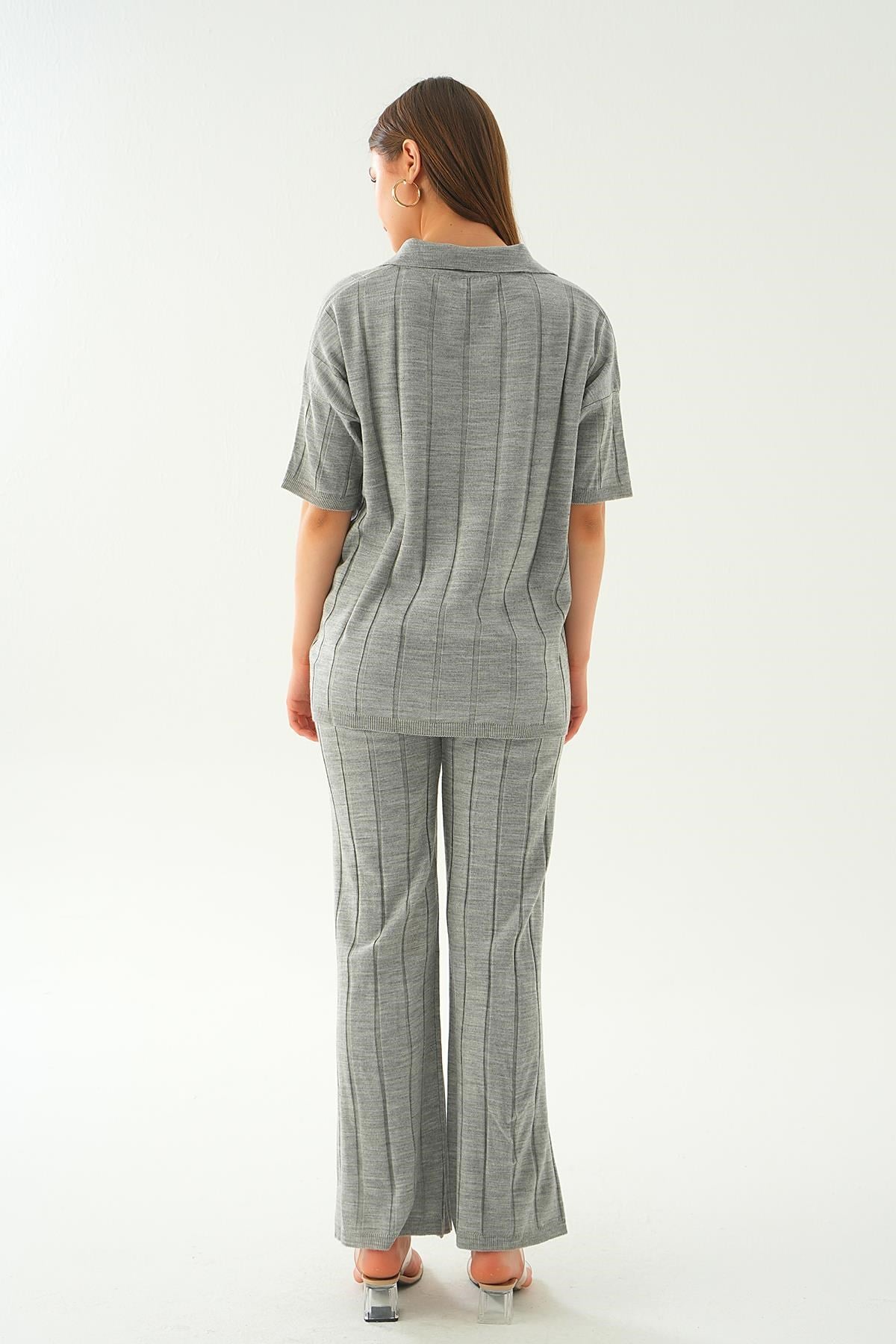 Gri Polo Yaka Pantolon Takım 7743