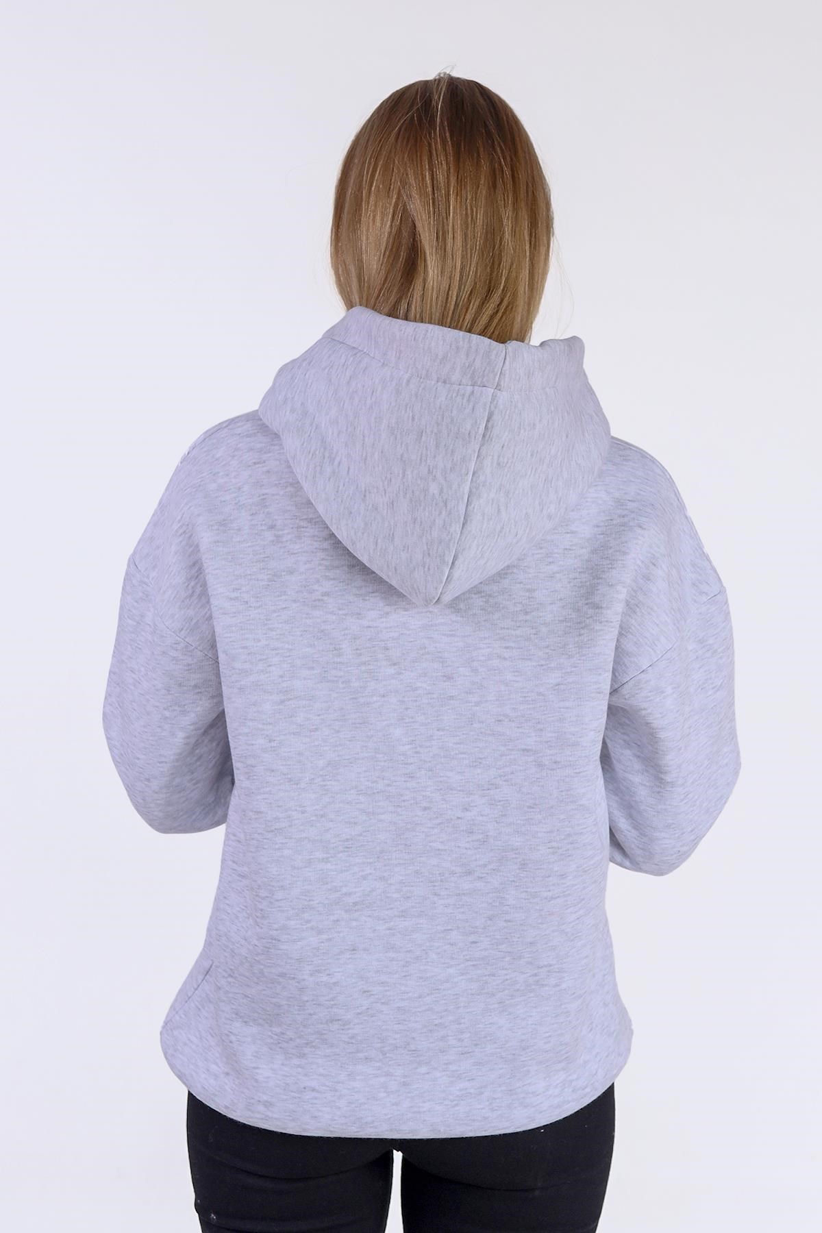 Gri Renkli İpli Kapüşonlu Sweat 9173M
