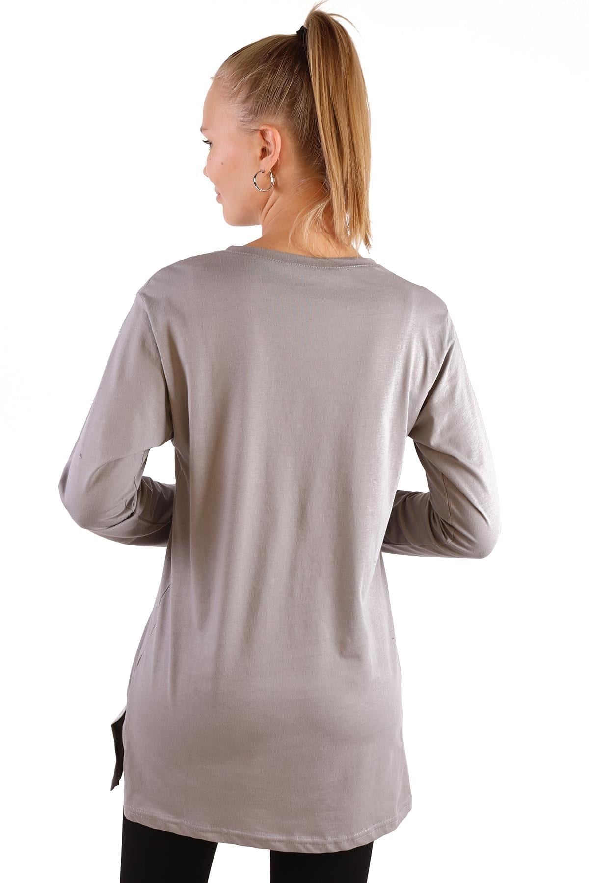 Gri WonderFul Baskılı Uzun Kol Tunik 3981