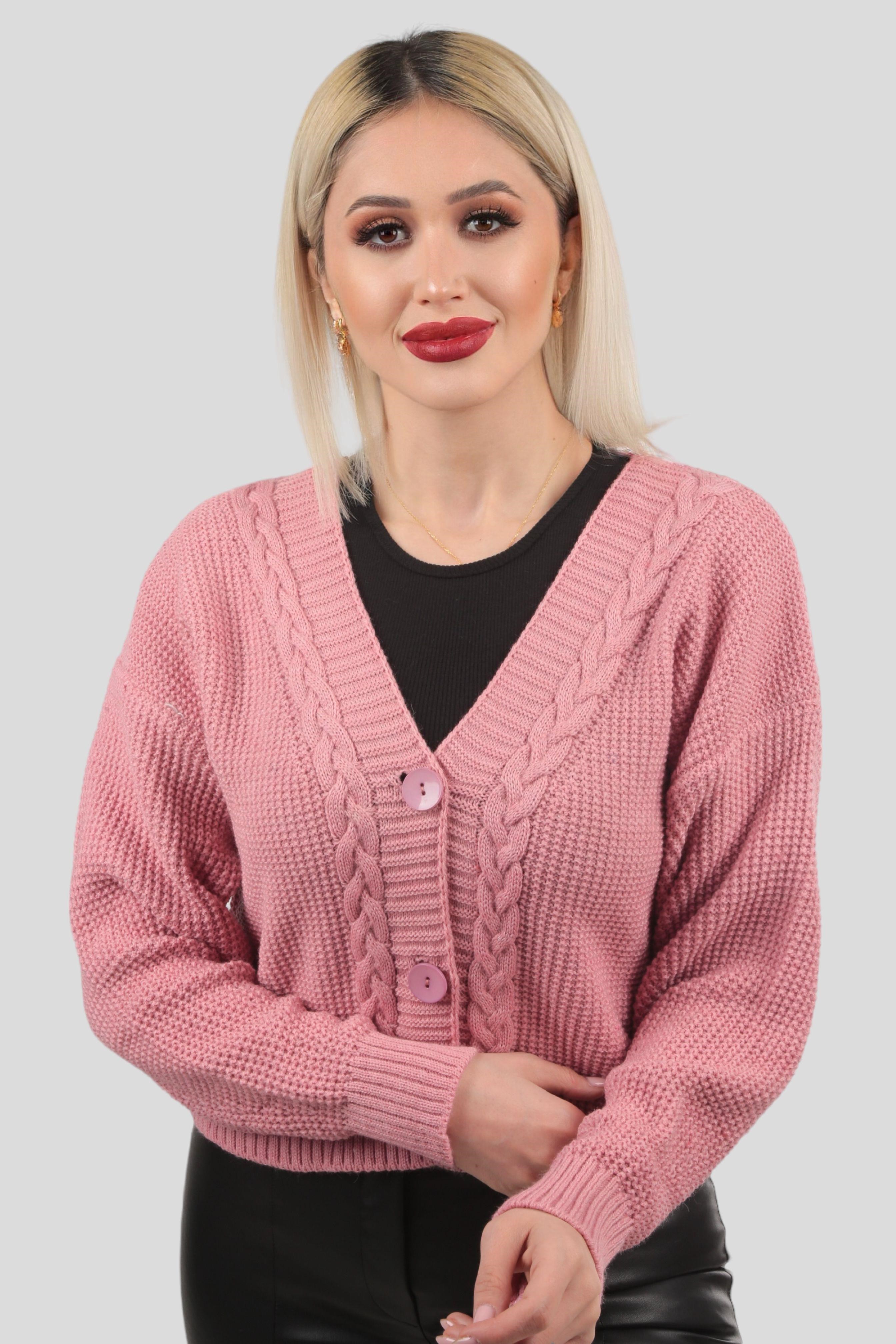 Gül Örgü Detay Kısa Hırka 4018