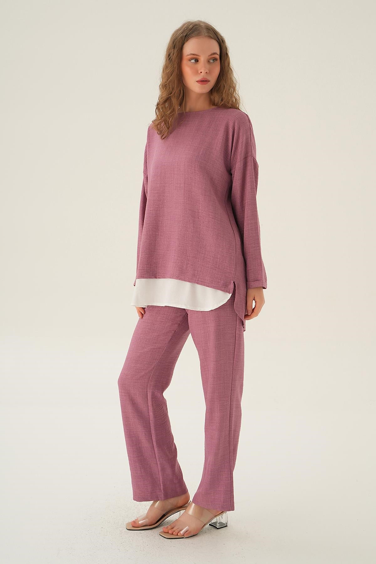 Gül Parçalı Tunik Pantolon Takım 4090A