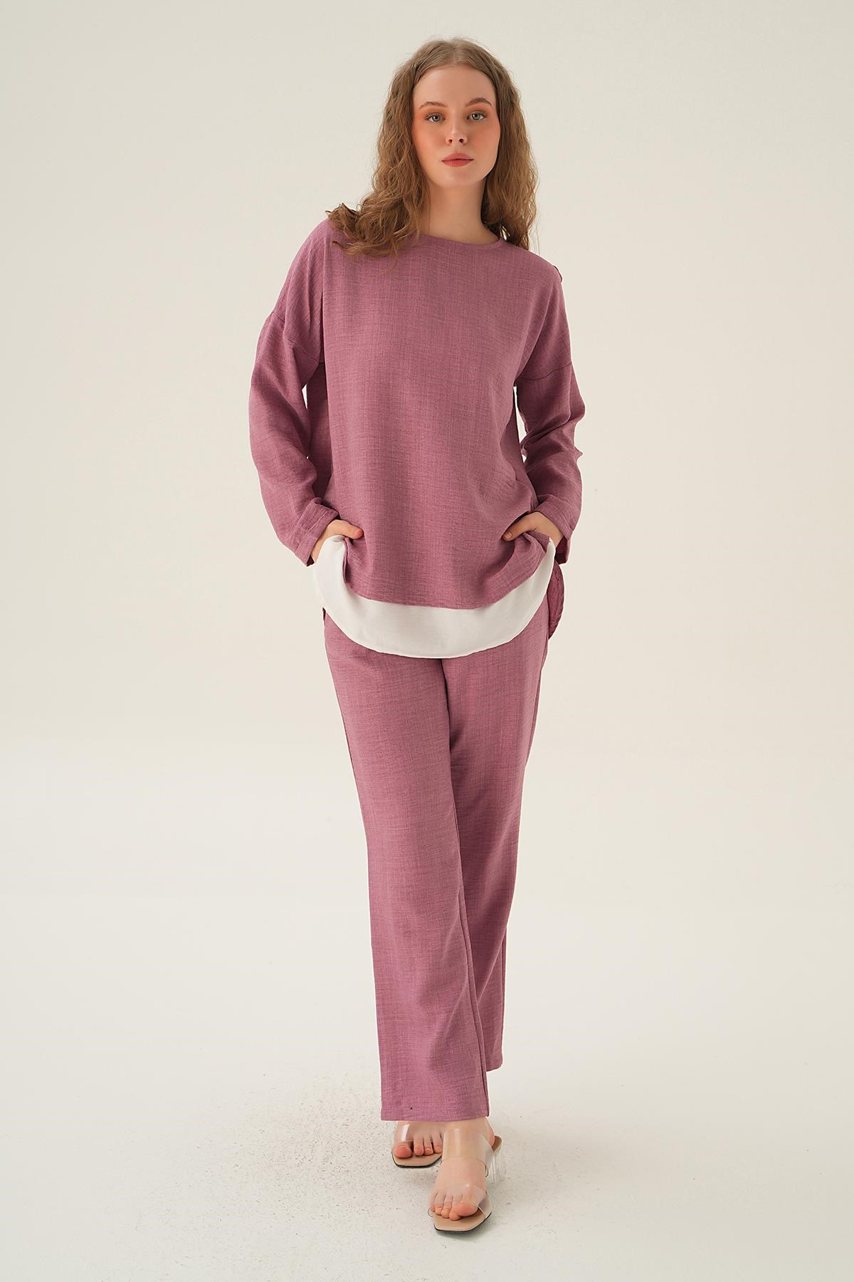 Gül Parçalı Tunik Pantolon Takım 4090A