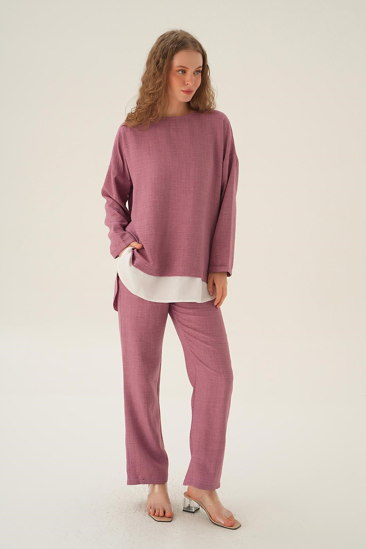 Gül Parçalı Tunik Pantolon Takım 4090A